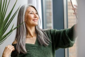 Youthful older woman with beautiful complexion